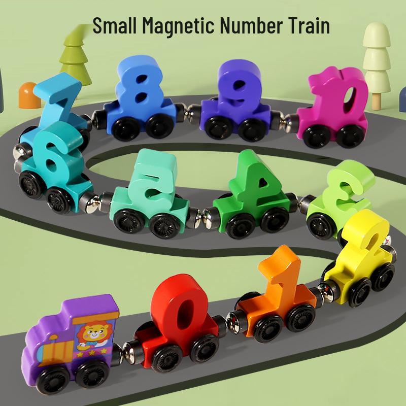 Wooden Magnetic Number Train: Early Education Toy for 1-3 Year Olds