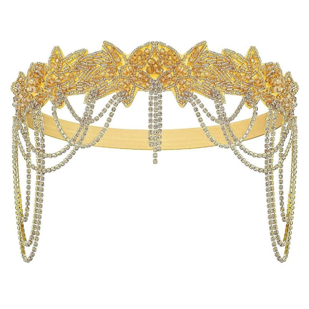 Chain Tassel Rhinestone Headband Flower Shape Bridal Headdress  Party Banquet