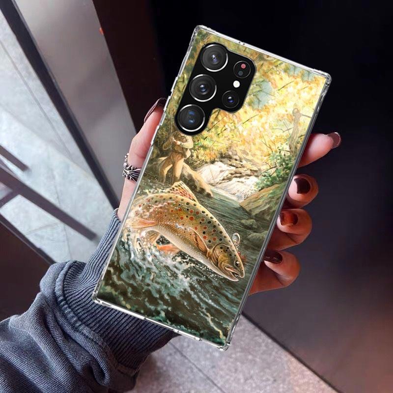 Hunting Fishing Man Phone Case For Samsung Galaxy S23 S24 S25 Edge S26 Ultra S22 + S21 Plus S20 FE Cover Silicone Print Shell Ga