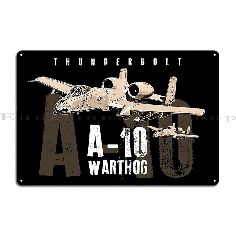 A-10 Warthog Design by Zane A10 Warthog Fairchild Thunderbolt USAF Fighter Aircraft Metal Create Living Room Pub Tin Sign Poster