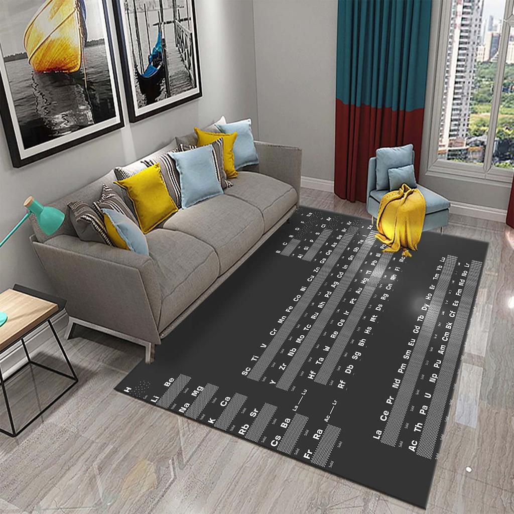 3D Periodic Table of Elements Carpet for Living Room Students Bedroom Area Rug Non-slip Floor Rug Mat Educational Mat Home Decor