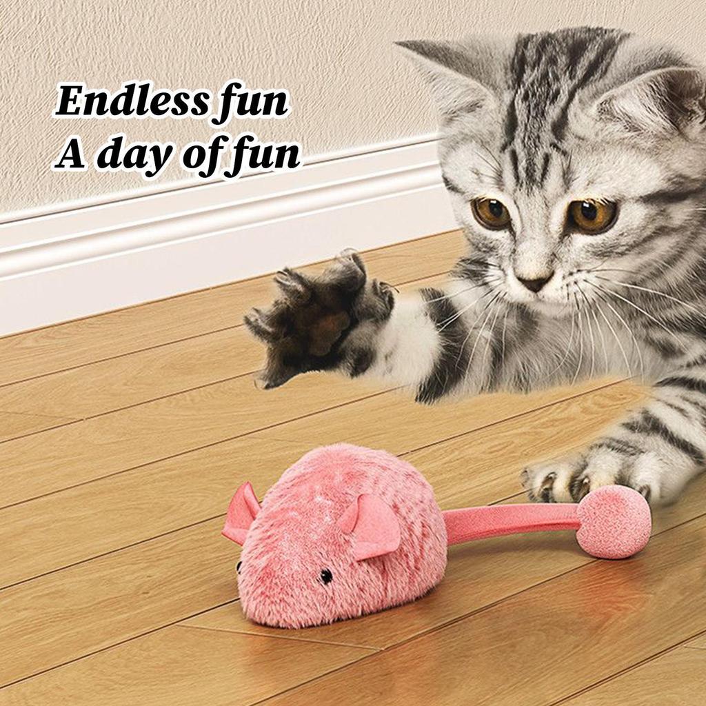 Realistic M&ouse Sound Cat Toy Elastic Automatic Hunting Game, Interactive Chewers Pet Indoor Outdoor Home Kitten Play Supplies