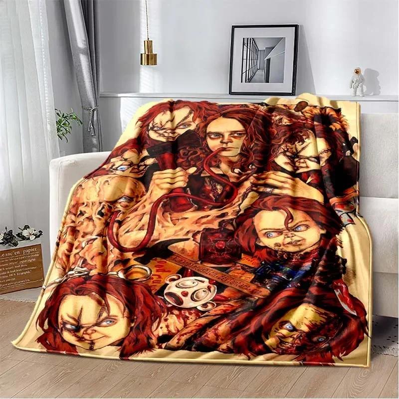 3D Horror Movie Character Chucky Saw Cartoon Area Blanket Fashion Soft Cozy Living room Bedroom Sofa Bed Travel Blanket