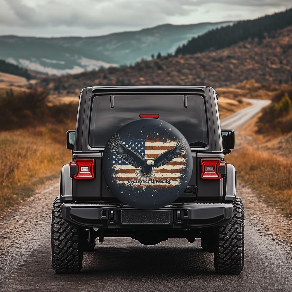 Eagle Flag Tire Cover Vintage American Rugged Style Protective Vinyl for SUV Truck