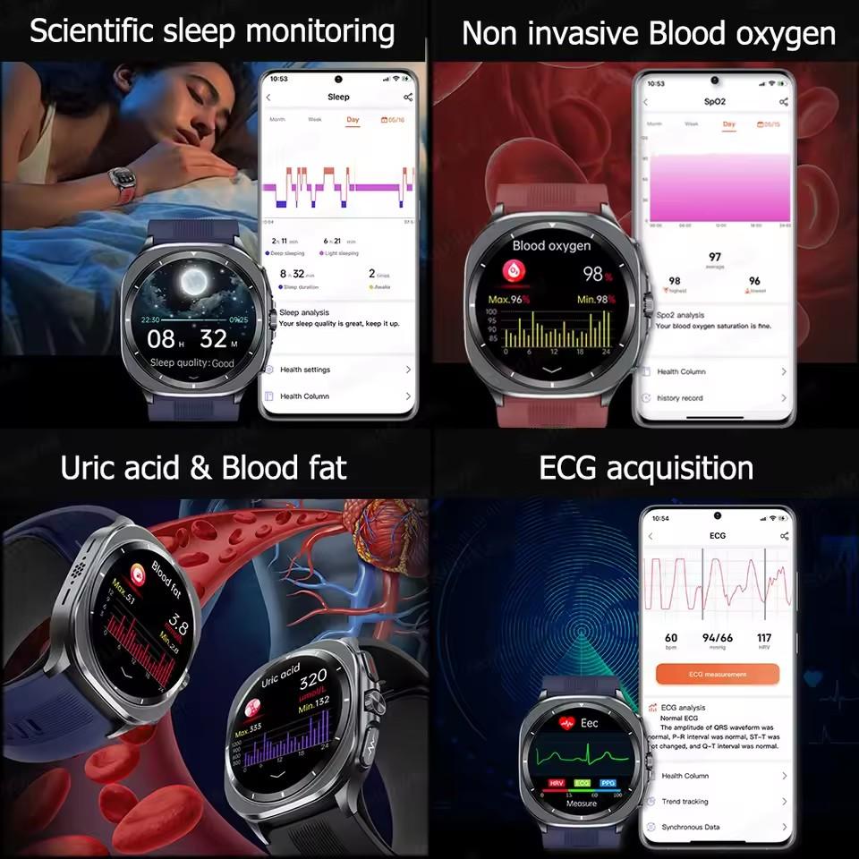 2026 Bomba de Aire Nueva Airbag Medición Precisa Reloj Inteligente Hombre Micro Examen Físico Presión Arterial Deporte SmartWatch