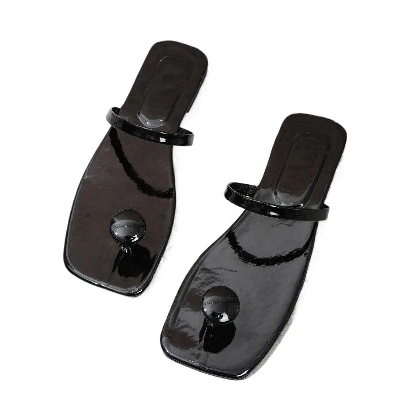 Fashion Large Size Shoes Female 2024Thimble Toe Women's Slippers Hot Sale Modern Slippers Women Square Toe Low Heel Outdoor Sandals