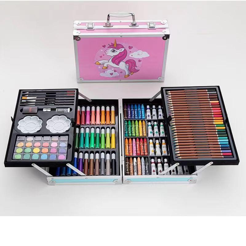 145-Piece Deluxe Watercolor Pen Set for Kids - Double-Layered Aluminum Box Art Supplies & Painting Tools