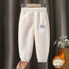 Kids' Fleece-Lined Cotton Velvet Pants - Autumn/Winter Style, Thick & Warm for Boys & Girls