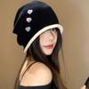 Vintage Knitted Beanies Cap Heart Button Pullover Hats Trendy Y2k Baggy Cap Spicy Girls
