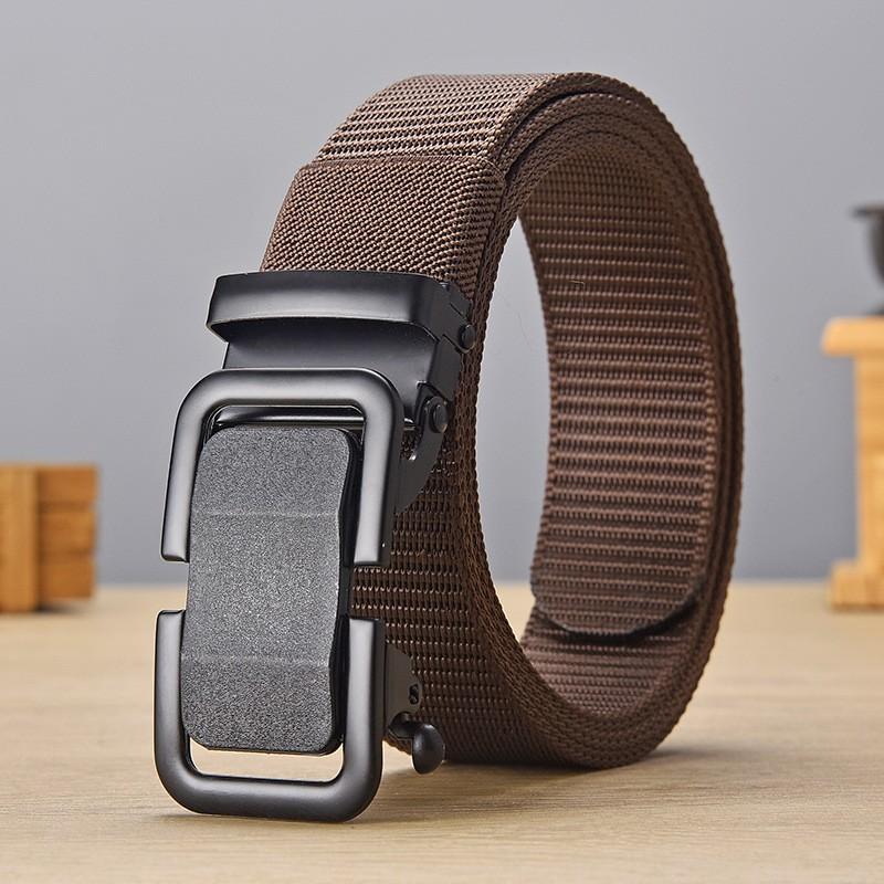 New toothless iron sheet automatic buckle nylon belt for men's outdoor leisure, breathable canvas belt, versatile pants belt