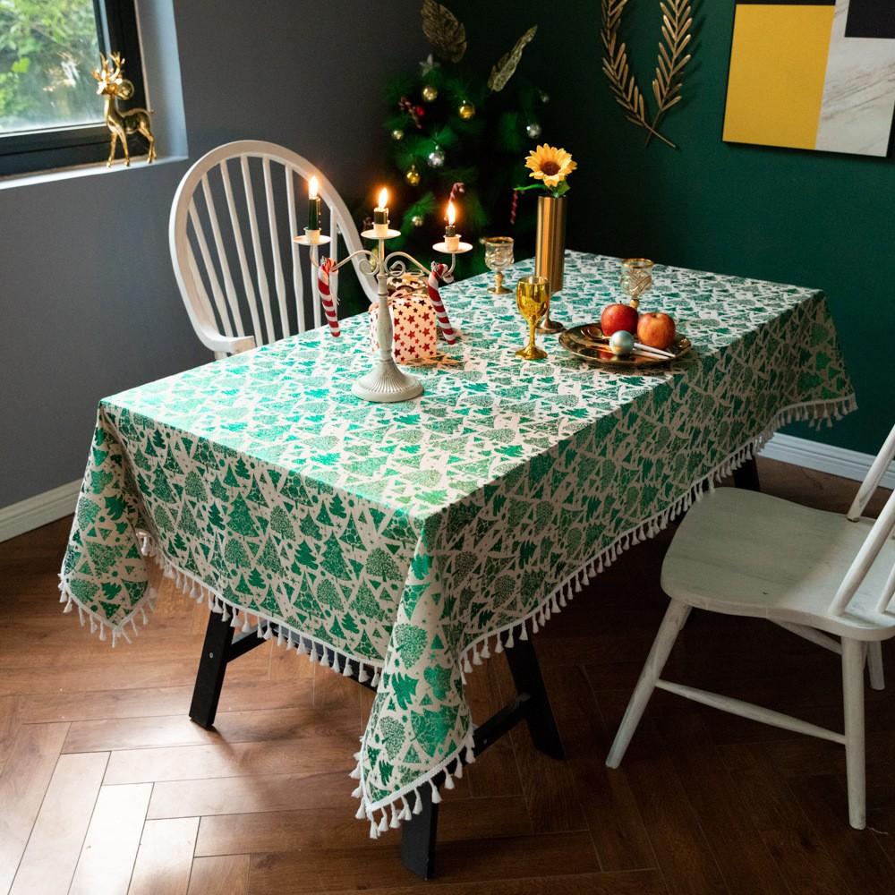 New Year American Cotton and Hemp Dining Table Fabric Art Christmas Home Table Cloth Table Flag Table Mat