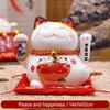 5" Ceramic Maneki Neko with Battery-Powered Waving Hand - Lucky Home Centerpiece & Gift (Fortune Symbol, Durable, Easy to Use)