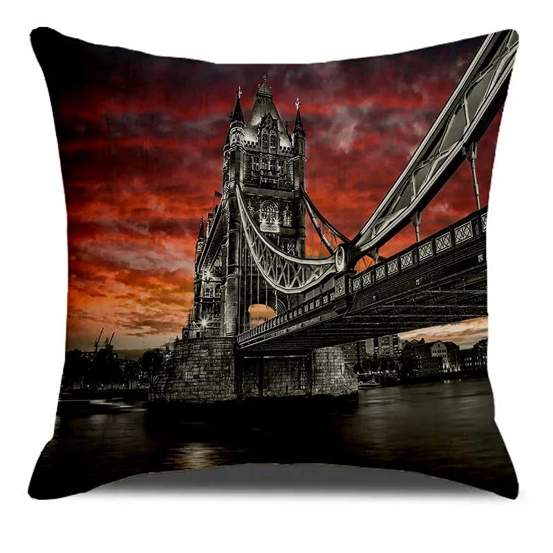 

Наволочка мягкая квадратная с принтом «Мост через море», Смесовая наволочка для подушки, Наволочка, Декор для дома в гостиной 66x66cm
