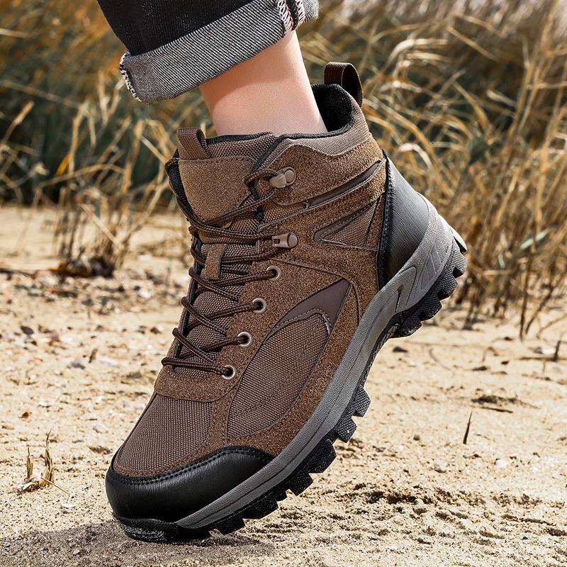 Men's Breathable Mesh Hiking Sneakers Anti-slip Mid-top Outdoor Sneakers Wear-resistant Footwear for Trekking Camping Size 39-48