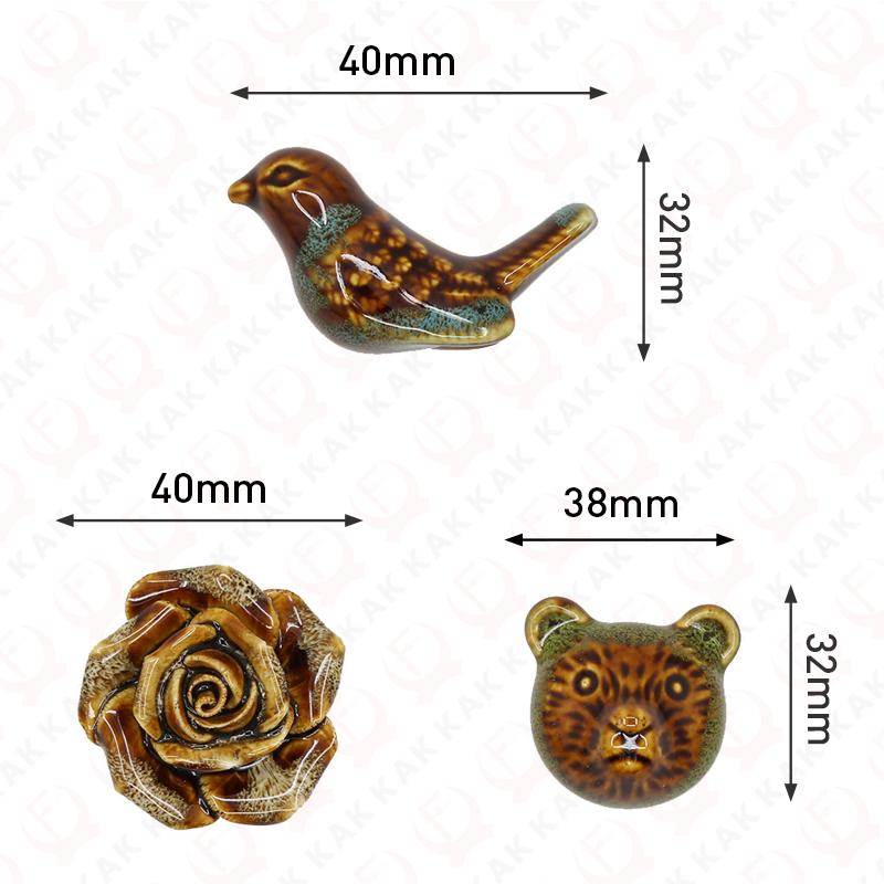 KAK Antique Style Ceramic Bear Cabinet Knobs and Handles Shoe Cabinet Door Pulls Kitchen Drawer Knobs Vintage Furniture Hardware