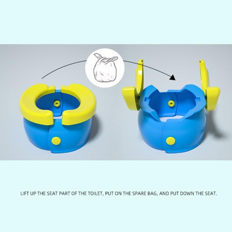 Orinal Portátil Plegable Para Niños - Diseño De Plátano Azul, Ligero Y Fácil De Llevar (Incluye Bolsas)