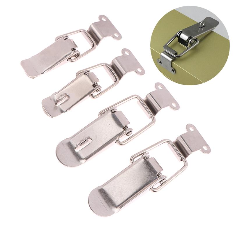 Stainless Steel Spring Loaded Draw Toggle Latch Clamp Clip Silver Hasp Latch Catch Clasp 90 Degrees Duck-Mouth Buckle Hook Lock