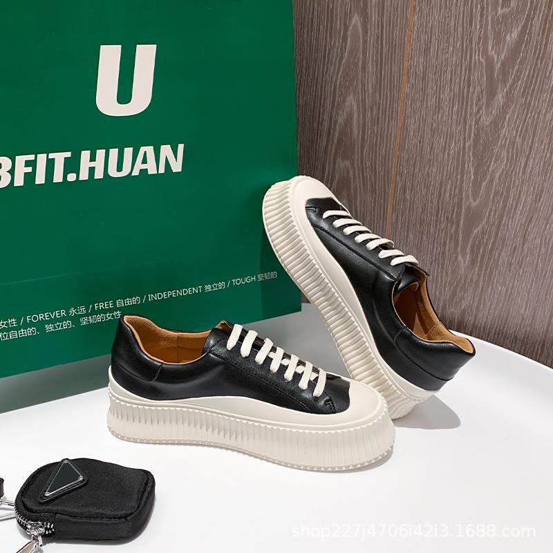 

Leather platform white shoes women s shoes spring new biscuit shoes versatile sports and leisure board shoes women s muffin shoes 40 чёрный
