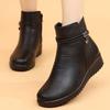 Women's Short Boots Winter Keep Warm Plush Mother Shoes Black PU Leather Waterproof Snow Boots Female Botas Mujer WSH5244