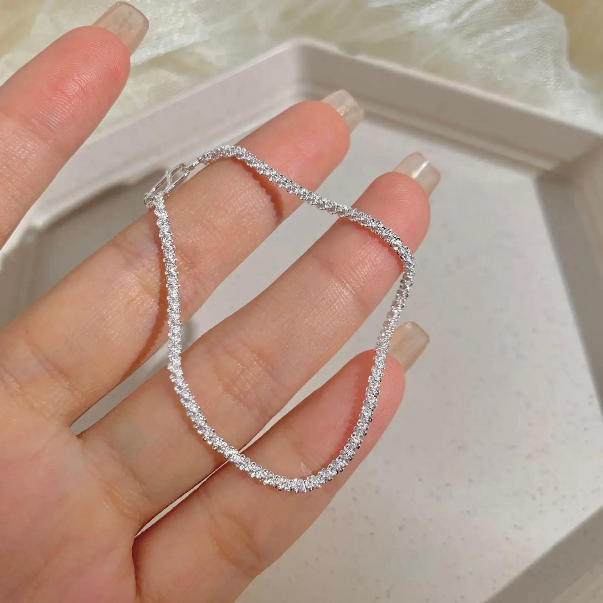 

New Silver Colour Sparkling Gypsophila Adjustable Bracelet & Bangle for Women Fine Fashion Jewelry Wedding Party Gift