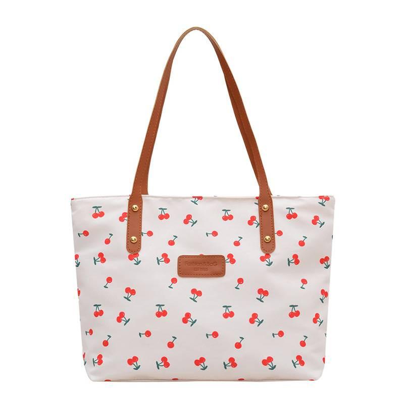 Nylon Tote Bag For Women With Print And Zipper Closure For Daily Commuting