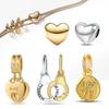 Silver S925 Heart Series Charm Gold Love Star Beads Double Dangle Charm Be Love Heart Charm for Women Diy Jewelry Gifts