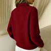 Women's Casual And Fashionable Knitted Collared Solid Color Cardigan