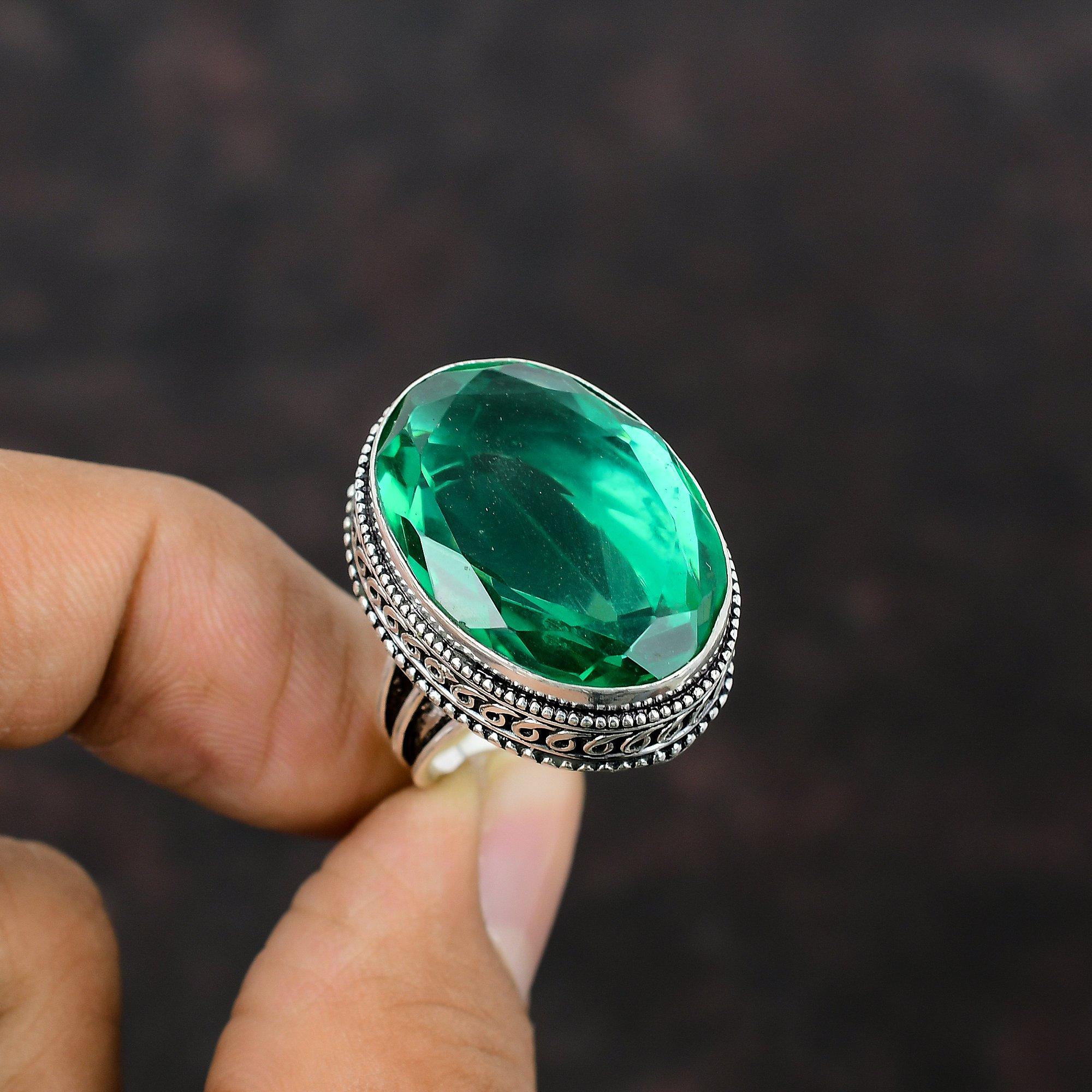 

Кольцо с ограненным хром-диопсидом Ручная работа Антикварное украшение Кольцо из стерлингового серебра 925 пробы Дизайнерское кольцо с драгоценным камнем Винтажное украшение 8