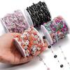 1Meter Stainless Steel Chain Flowers Pearl Beads Flat Link Chains for Necklaces Anklet Supplies DIY Jewelry Making Wholesale