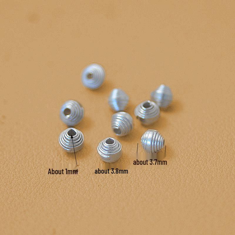 Retro Thai Silver Screw Pattern Beads: Handmade Vintage-Style Pendant Accessories