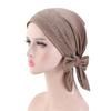 Long Tail Headscarf Hat Solid Color Hijab Caps Fashion Chemo Hat  for Women