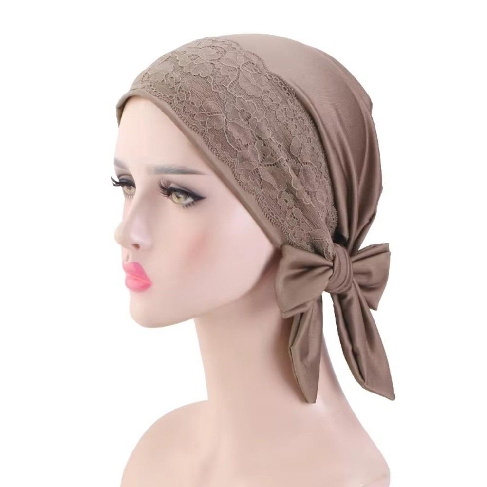 Long Tail Headscarf Hat Solid Color Hijab Caps Fashion Chemo Hat for Women