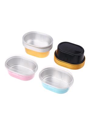10 Stück 68ml Halbfeste Käseverpackungsboxen Ovale Aluminiumfolienbecher für Pudding Leichten Käse Heißluftfritteuse Ofenfest