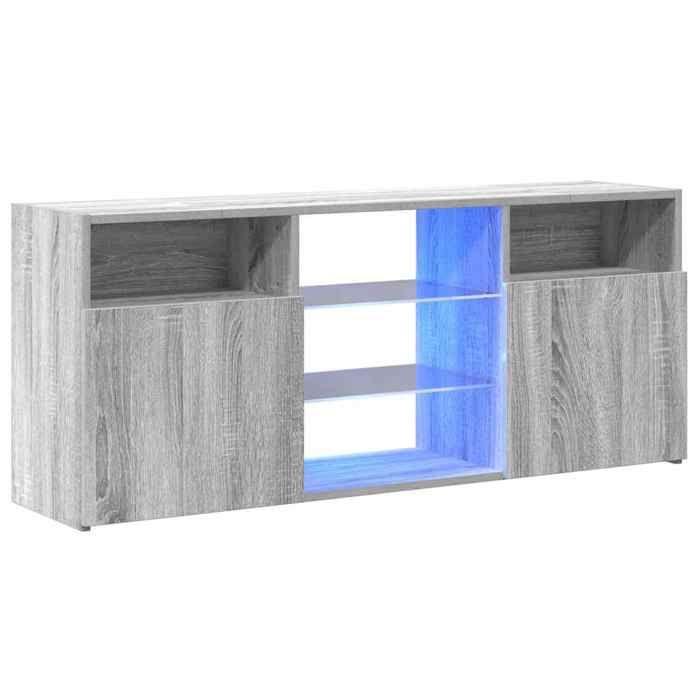 VidaXL Meuble TV avec lumières LED Sonoma gris 120x30x50 cm, meuble TV, meuble HiFi, centre de divertissement, meuble média, 815715