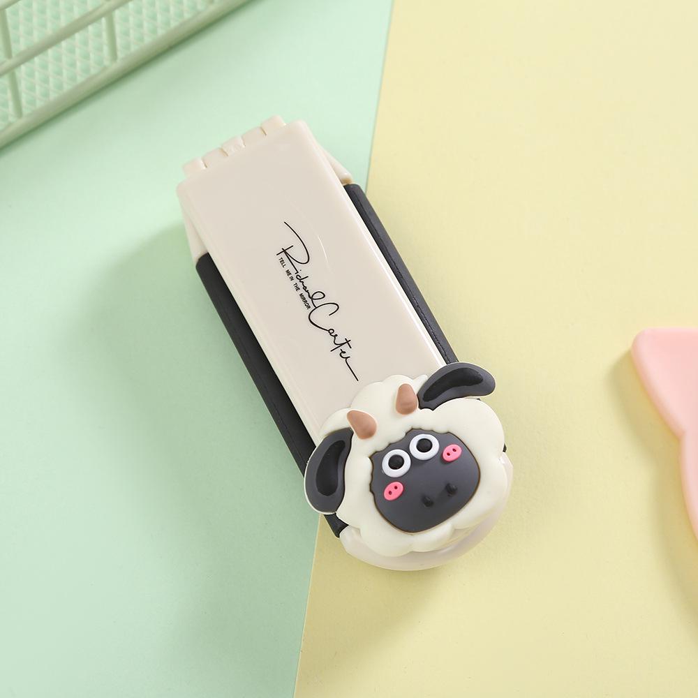 Milky White Portable Folding Comb with Air Cushion and Mirror for Hair Care Massage