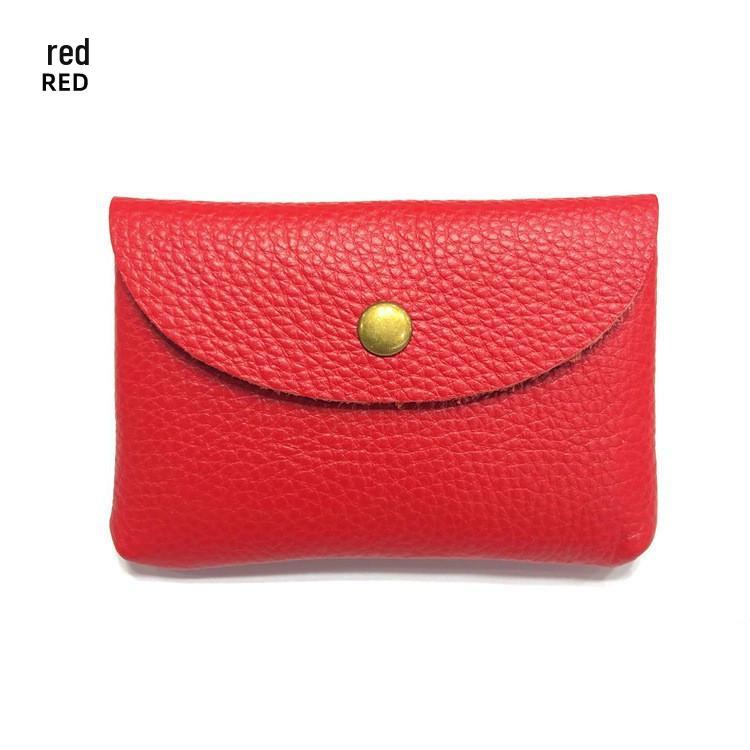 Top Grain Leather Snap Closure Coin Purse & ID Holder, Mini Lychee Pattern Card Holder for Men & Women