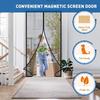 Magnetic Snap Screen Door Curtain, Polyester Meshes Frame Hook, Fit Door Up To 210cm