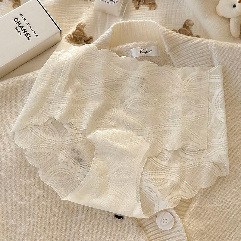 Damen Sommer Dünn Sexy Spitze Mesh 7A Antibakteriell Ohne Abdrücke Mittelhoch Taillierte Dreiecksslips