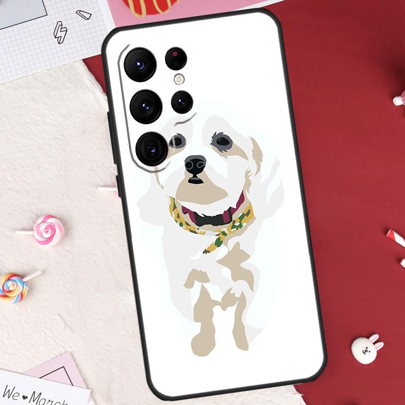 Cartoon Maltese Dog Case For Samsung Galaxy S22 Ultra S20 FE S21 FE S8 S9 S10 Plus Note 10 20 S23 Ultra Cover