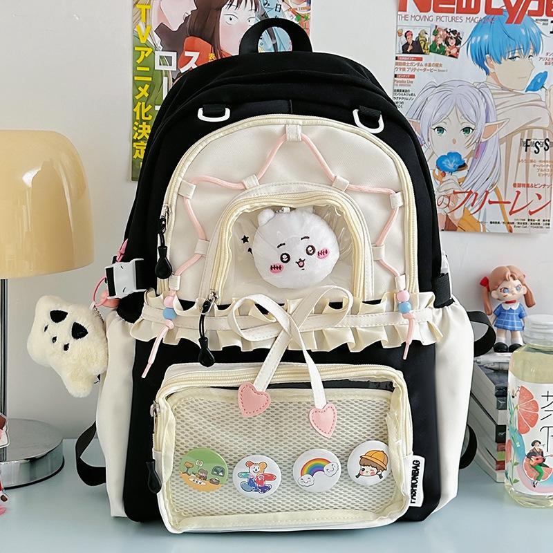 School bag female primary school junior high school student large capacity sweet backpack simple versatile backpack fashion trend cute pain bag single bag