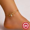 Stylish S925 Sterling Silver Personality Simple Eyes Demon'S Eye Drip Oil Double Layer Summer Beach Ladies Anklet