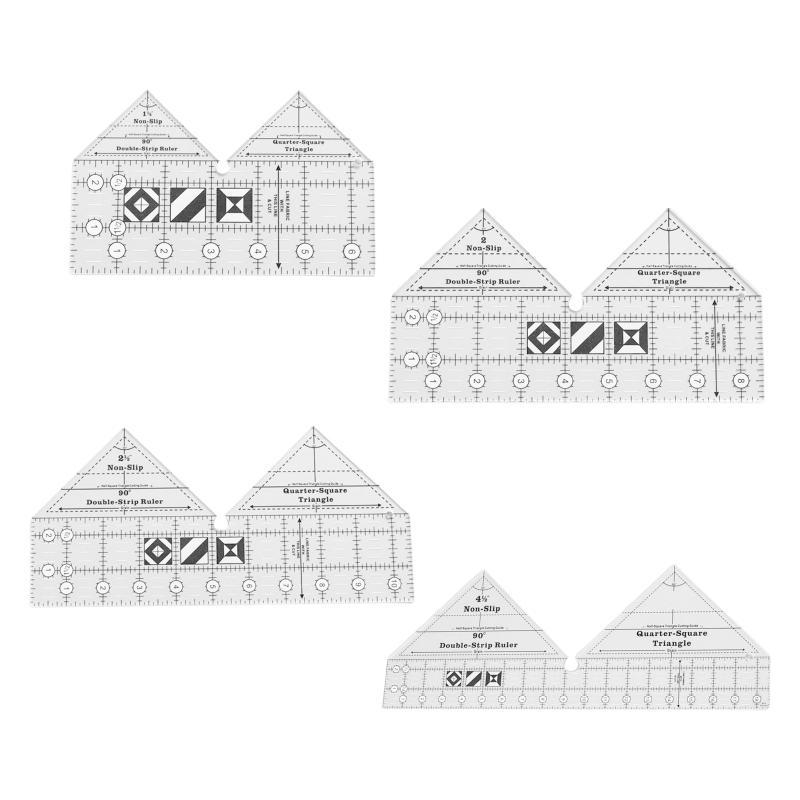 Pro Quilting Ruler Clear Acrylic Patchwork Ruler 90° Double Strip for Easy High Precision Cutting Sewing 6/8/10/18 Inch