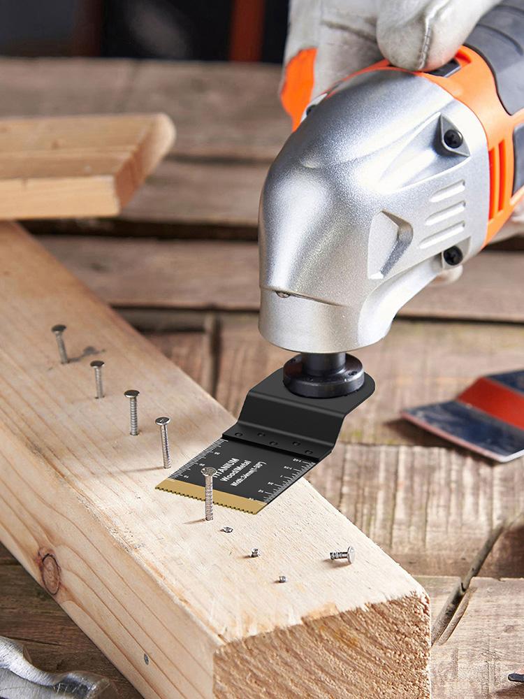 12Pcs Titanium Oscillating Saw Blades Set 1.34/1.73inch Multipurpose Bi-Metal Oscillating Multitool Saw Blades Cutting Tool