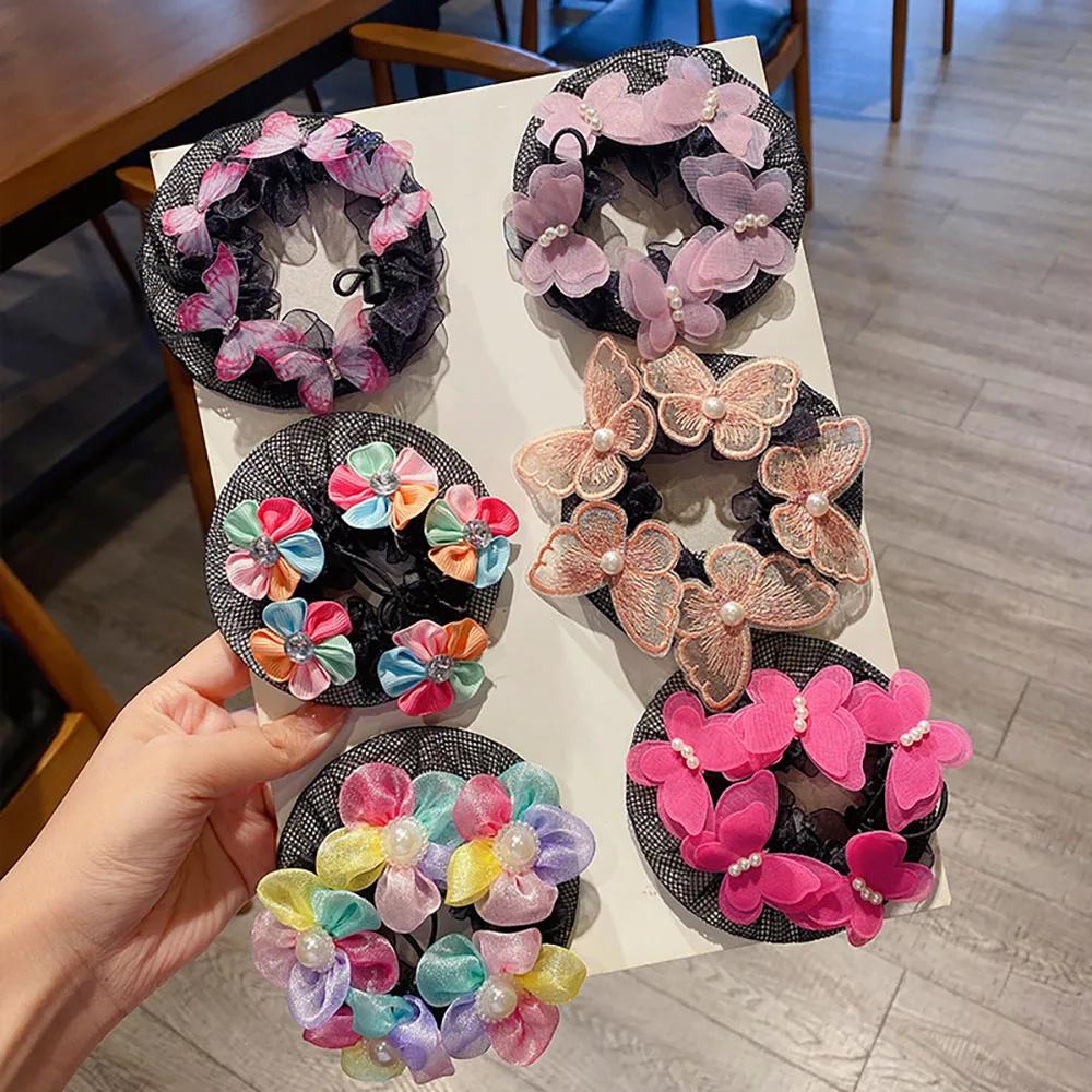 Ballet Latin Hair Net Cute Girls Bun Tool Daily Dance Grade Examination Butterfly Pearl Netting Hairnet Dance Accessories Kids