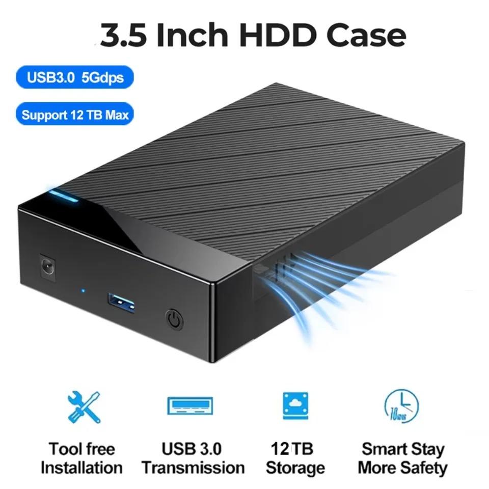 2.5/3.5 Inch HDD Case USB 3.0 To SATA External Hard Drive Support 12TB Hard Drive Enclosure 5Gbps High Speed Adapter for PC Lapop