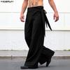 INCERUN Herren Lässige High Waist Reißverschluss Seitenstreifen Lässige Hose Hosen