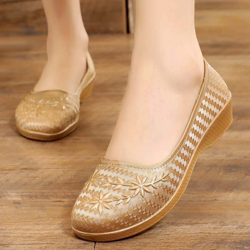 Short rain shoes waterproof and non-slip soft sole kitchen work shoes pattern casual plastic shoes women's rubber shoes water shoes rain boots