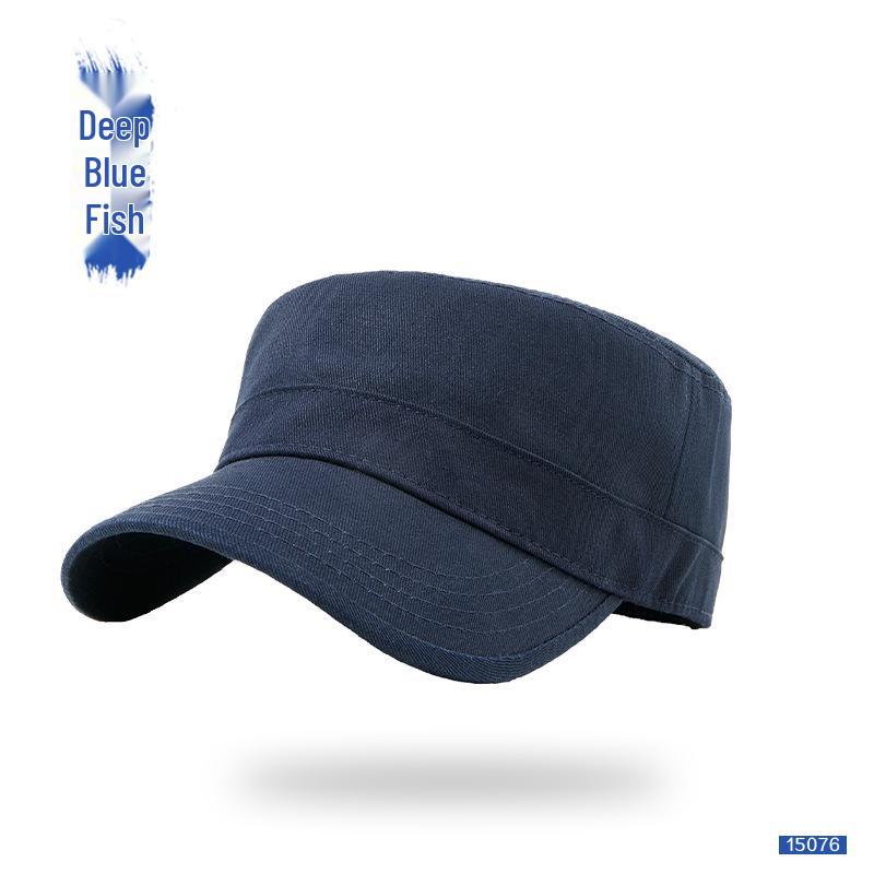 

Men s Plus Size Cotton Flat-Top Hat - Korean Style Military Cap for Elderly, Versatile Outdoor Sun Protection. XL (60cm) Adjustable темно-синього кольору