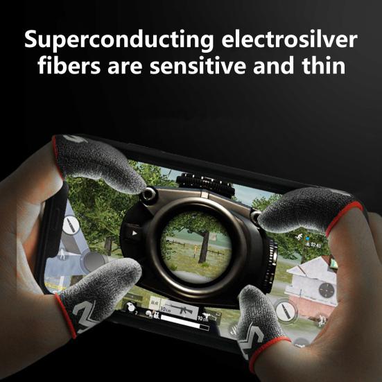 1 Paar MEMO Fingerlinge Atmungsaktiv Empfindlich Schweißresistent Faser aus Kunstsilber Gaming-Fingerlinge für PUBG Mobile Game