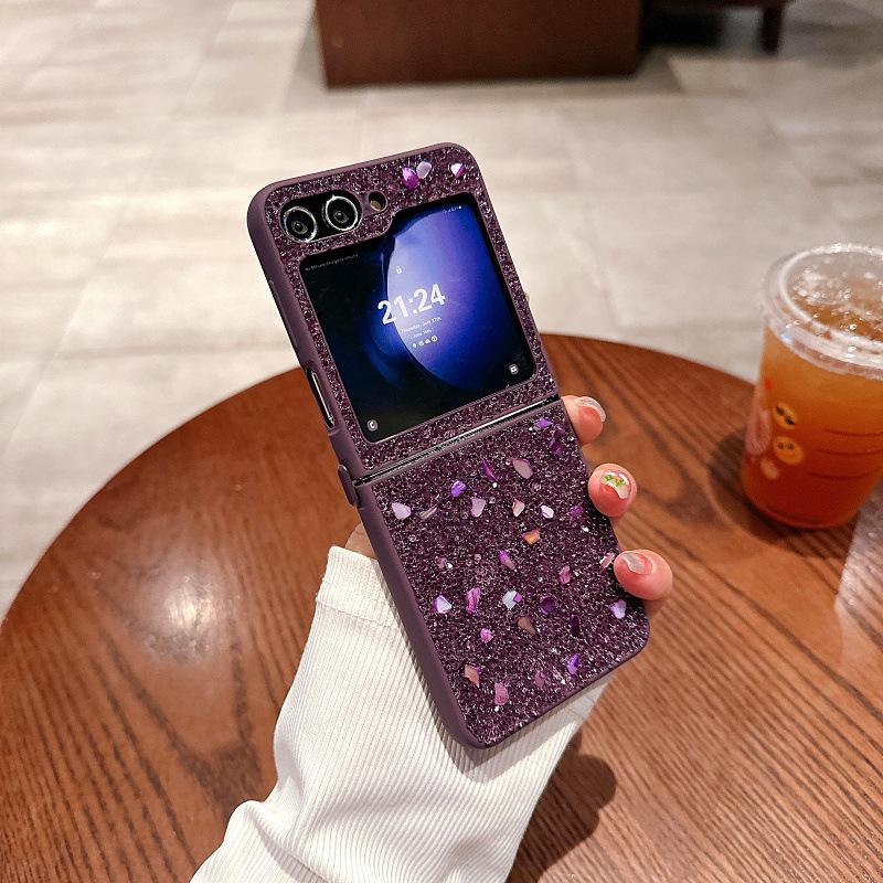 Suitable for Samsung ZFlip5 Flash Diamond Loose Powder Mobile Phone Case Flip4 Folding Screen Fold5 Full Cover Protective Case Fairy